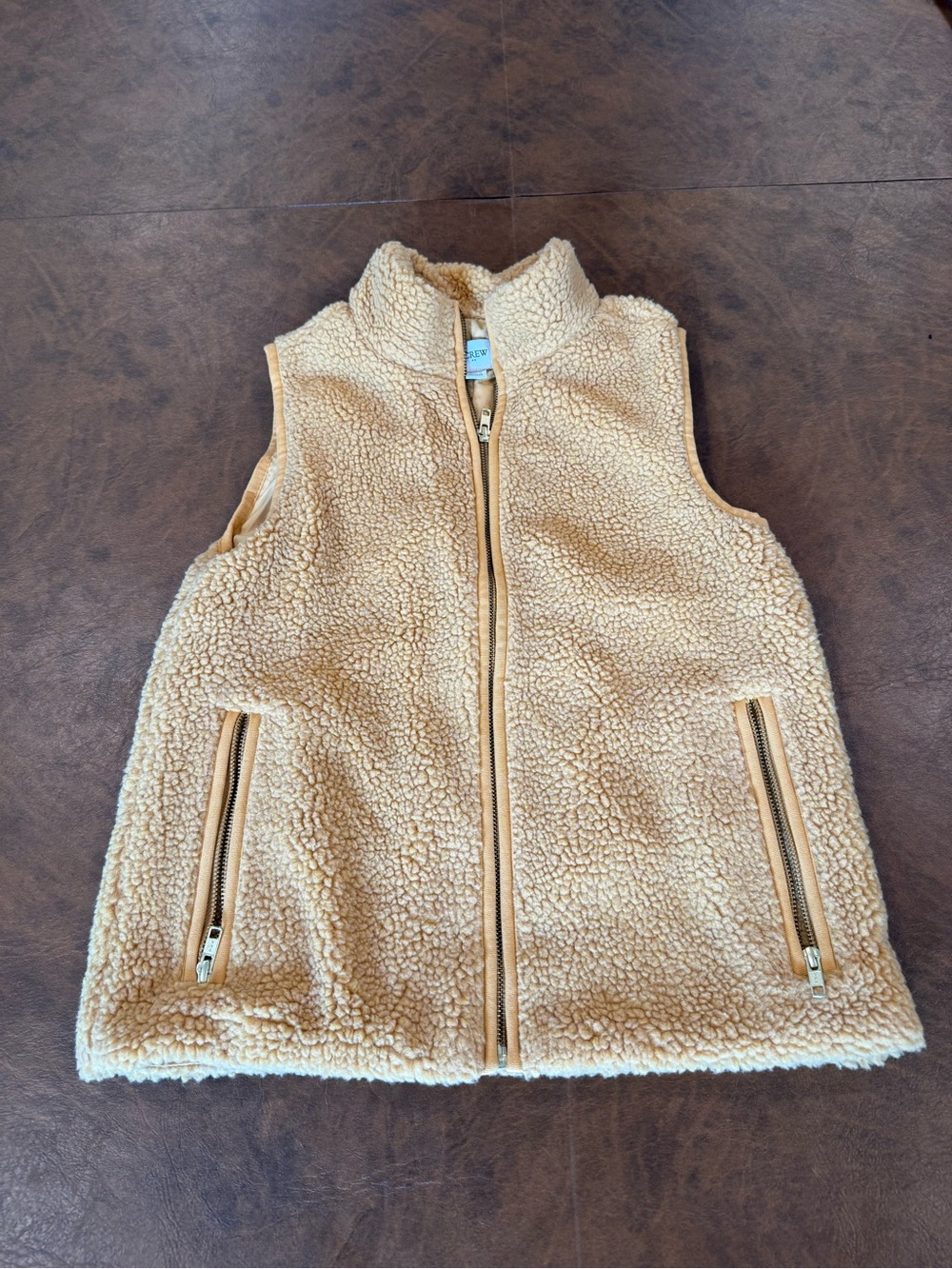 J.Crew Factory Cozy Apricot Sherpa Zip Vest XXS Pockets Cozy